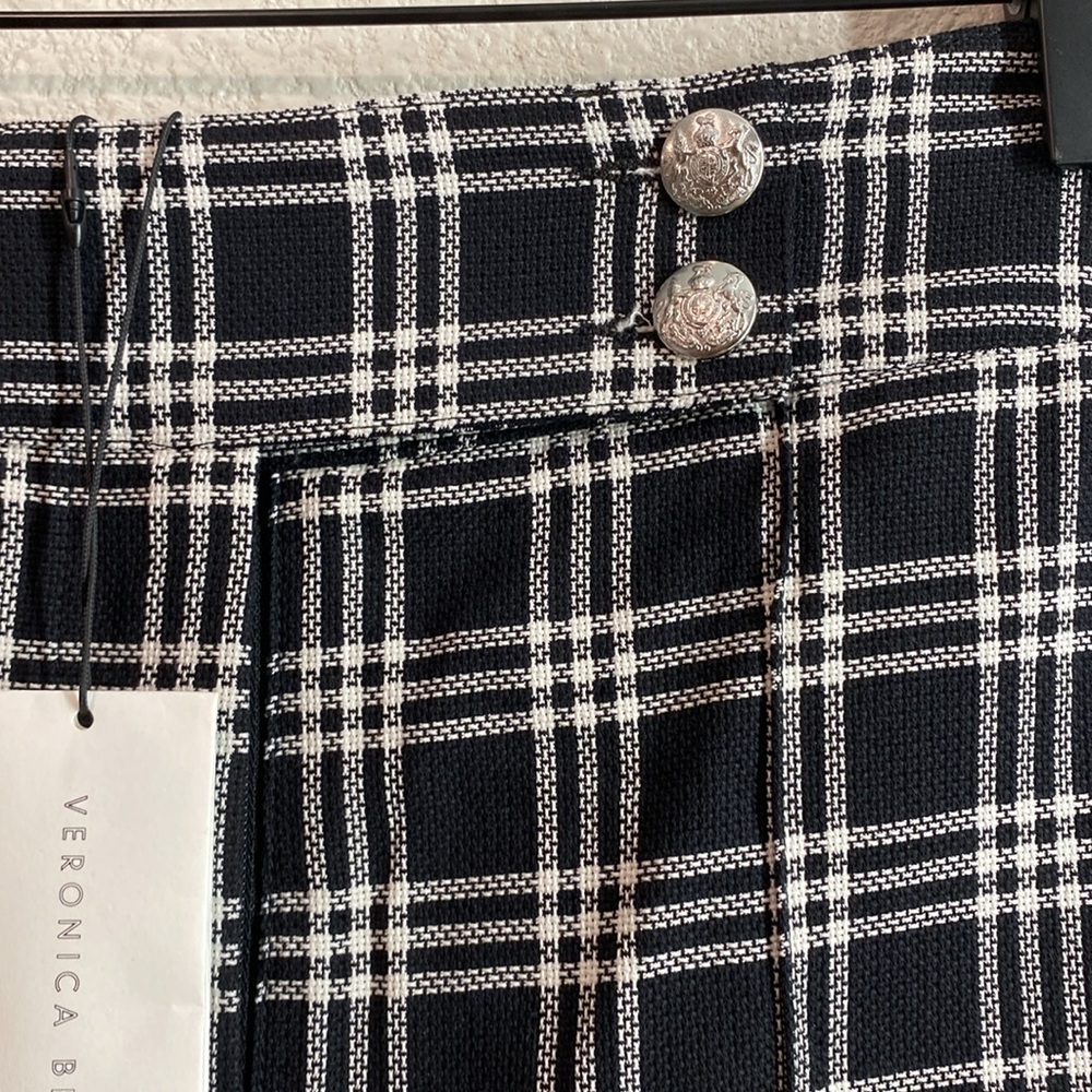VERONICA‎ BEARD Saira Check Culotte Shorts In Black White Black, size 2 - Picture 7 of 14
